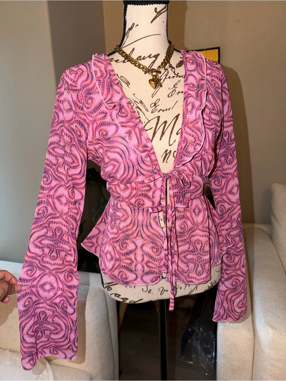 wild fable Pink Paisley Tie-Front Top